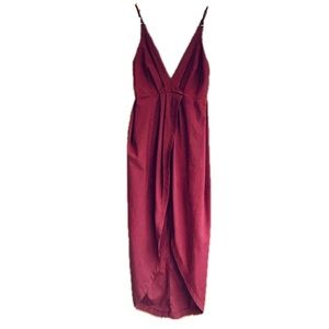 L’Atiste by Amy Burgundy Red Dress Long Open Front Sleeveless Ladies Size Small